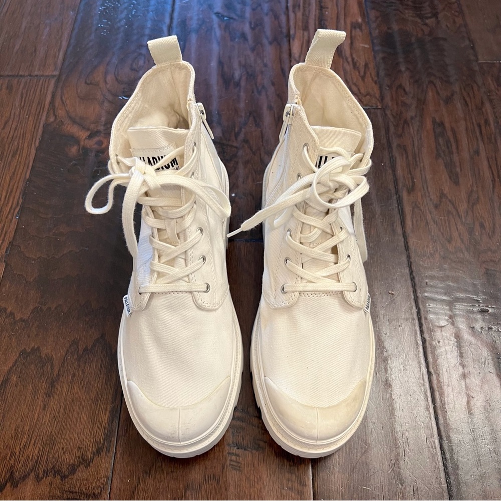 Palladium Womens Boot Pallabase Twill White Heel Canvas